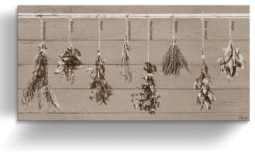Herbs Wrapped Canvas Botanical Kitchen Wall Art, 8"x16"