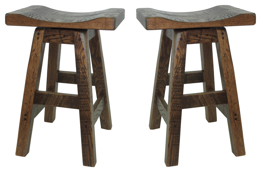 Swivel Rustic Barn Wood Saddle Seat Bar Stools 24 or 30" More Colors Available 