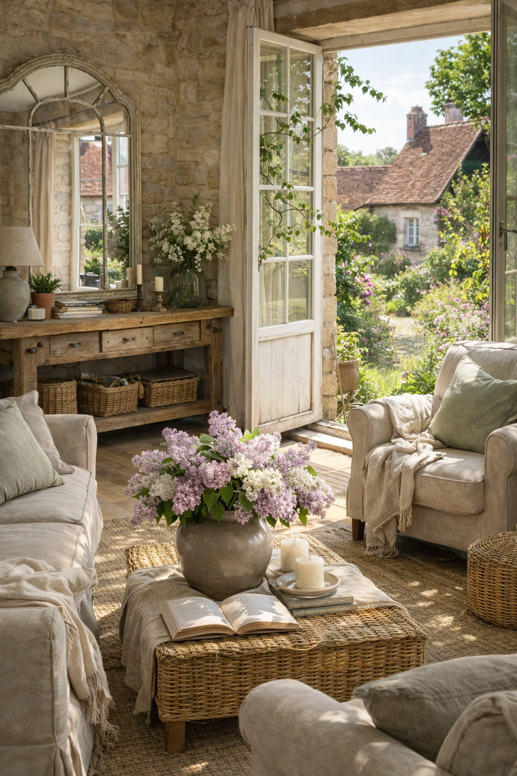 sophie monnet décoratrice d'intérieur salon campagne chic épuré yonne 89 puisaye 89520