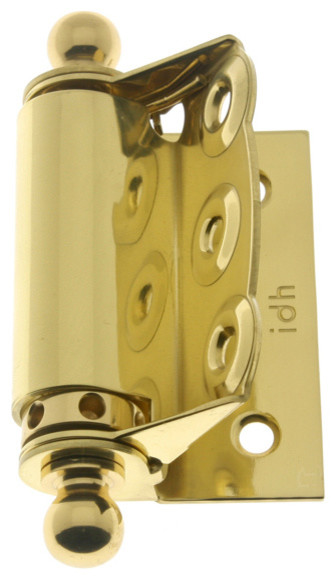 Solid Brass Half Surface Spring Screen Door Hinges Ball Finials