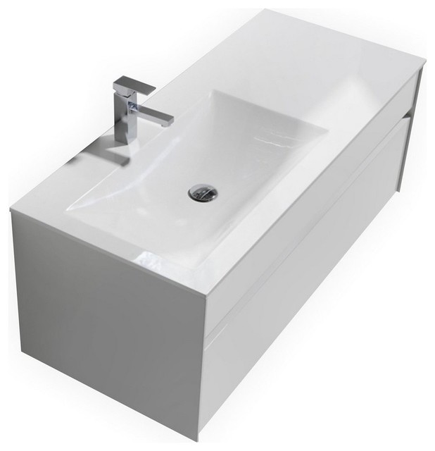 O 48 Gloss White Wall Mount Modern Bathroom Vanity Single O 48 Gloss White Wall Mount Modern Bathroom Vanity Single Sink Contemporary Vanities And Consoles By Kolibri Decor