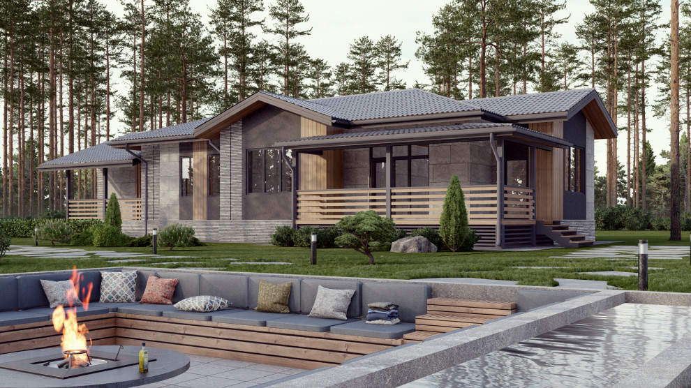 Проект одноэтажного дома в современном стиле.