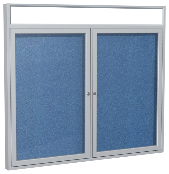 Ghent's Vinyl 36" x 60" 2 Door Enclosed Bulletin Board in Ocean Blue