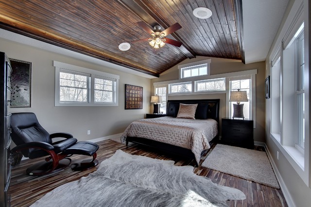 Master Bedroom with Vaulted Wood Ceiling - Traditional ...