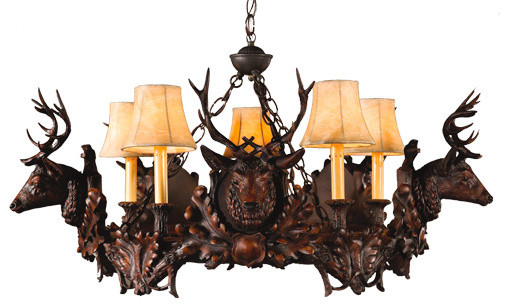 5 Small Stag Head Chandelier
