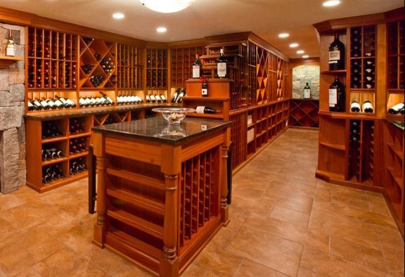 Inspiration for an expansive traditional wine cellar in Orlando with diamond bins.