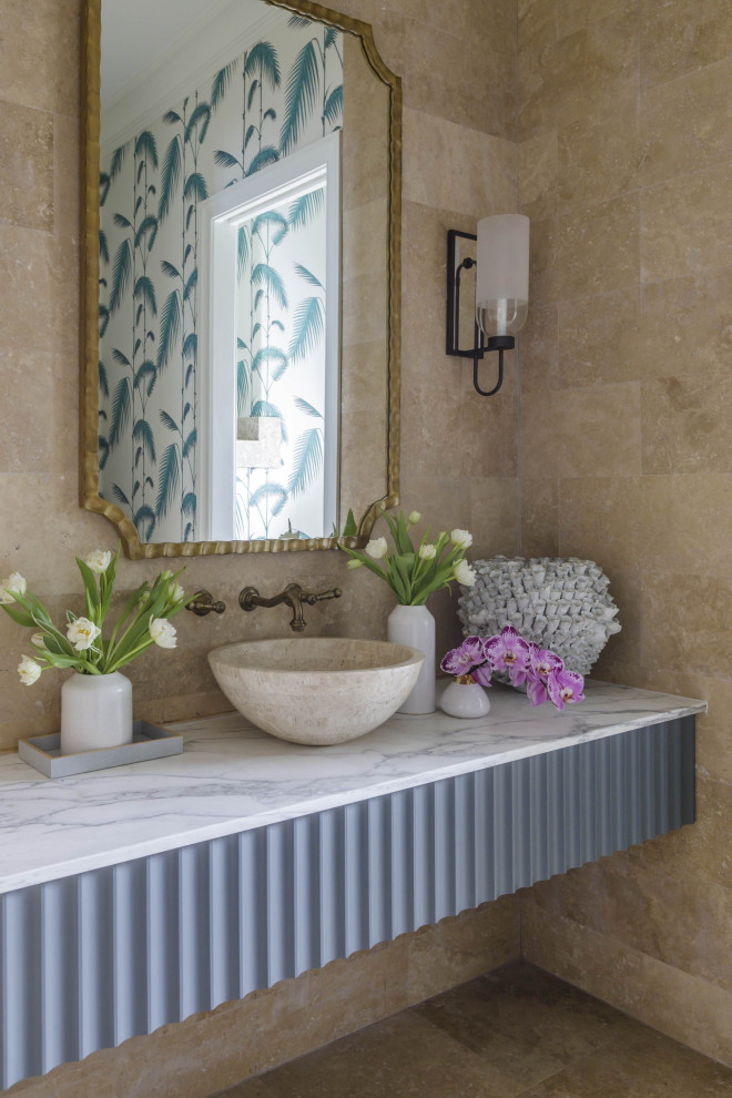 Example of a large beach style powder room design in Jacksonville