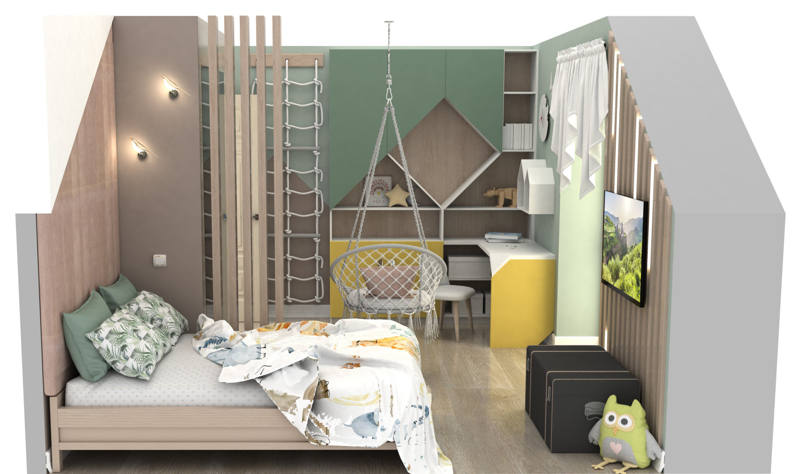 детская на мансардном этаже