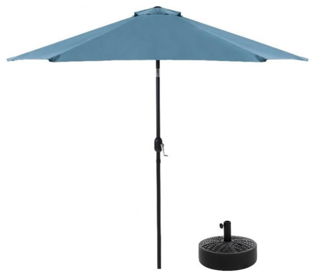 Greemotion Set of 2 Halo 9Ft Blue Tilting Fabric Patio Umbrella with