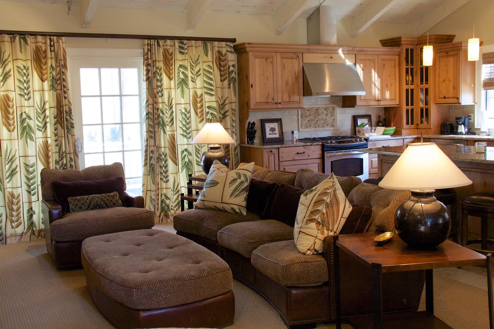Inspiration for a country open concept living room in Denver.