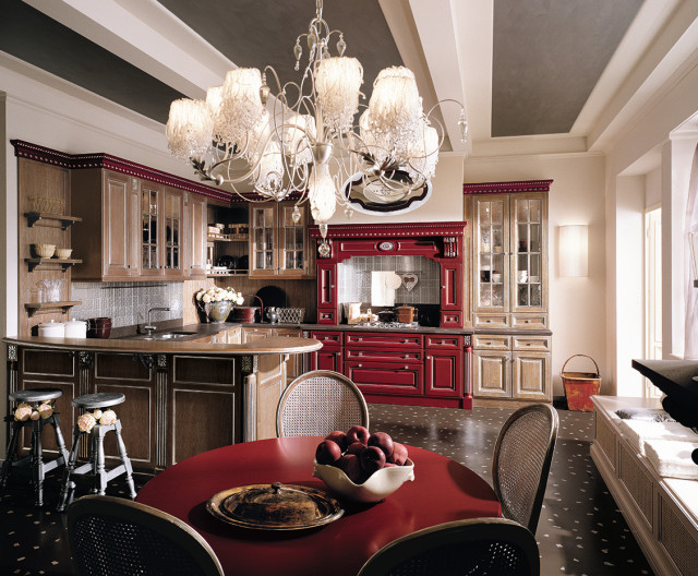 Red rose traditional-kitchen