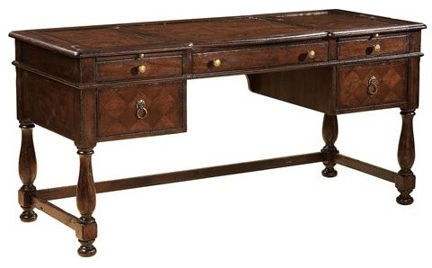 Hekman 81245 Antique 63 Wide Wood Writing Desk With Three Panel