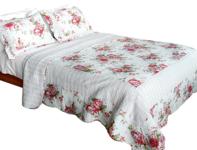 Romantic Pink World 100 Cotton 3pc Patchwork Quilt Set Full Queen Romantic Pink World 100 Cotton 3pc Patchwork Quilt Set Full Queen Size