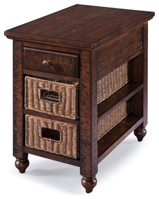 Magnussen Cottage Lane 1 Drawer End Table in Brown Tropical Side