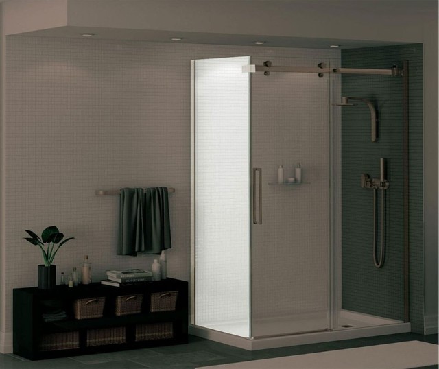 Maax Halo 28 75 X78 75 Shower Door Brushed Nickel