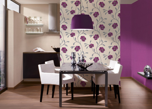 Wallpaper Accent Wall - Dining Room - Los Angeles - by Designers