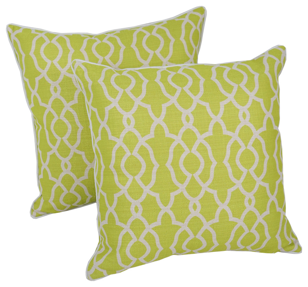 18" Corded Throw Pillows With Inserts, Avocado, Set of 2 Contemporary