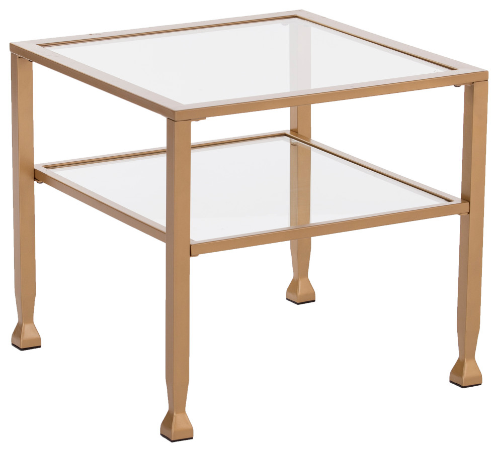 Portgren Gold Metal and Glass Bunching Cocktail Table Contemporary