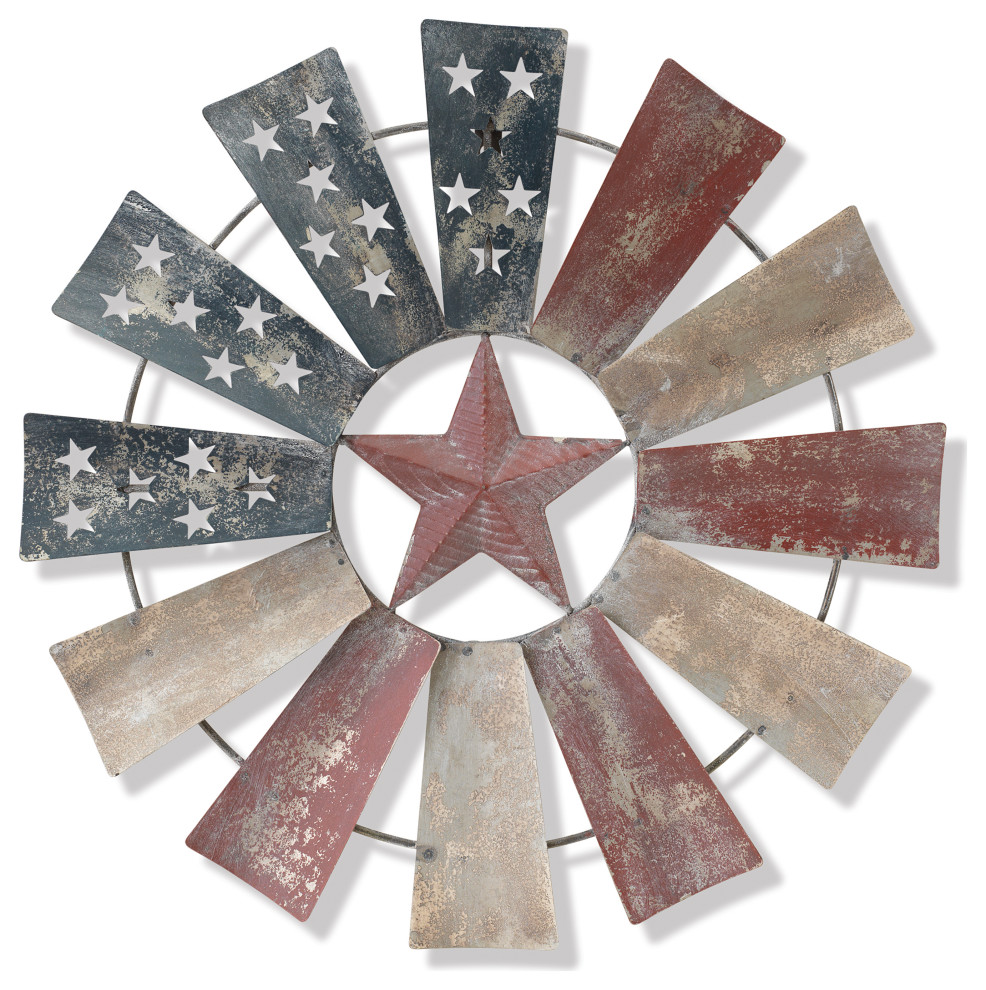 21"Antique Metal Americana Wall Art Farmhouse Metal Wall Art by