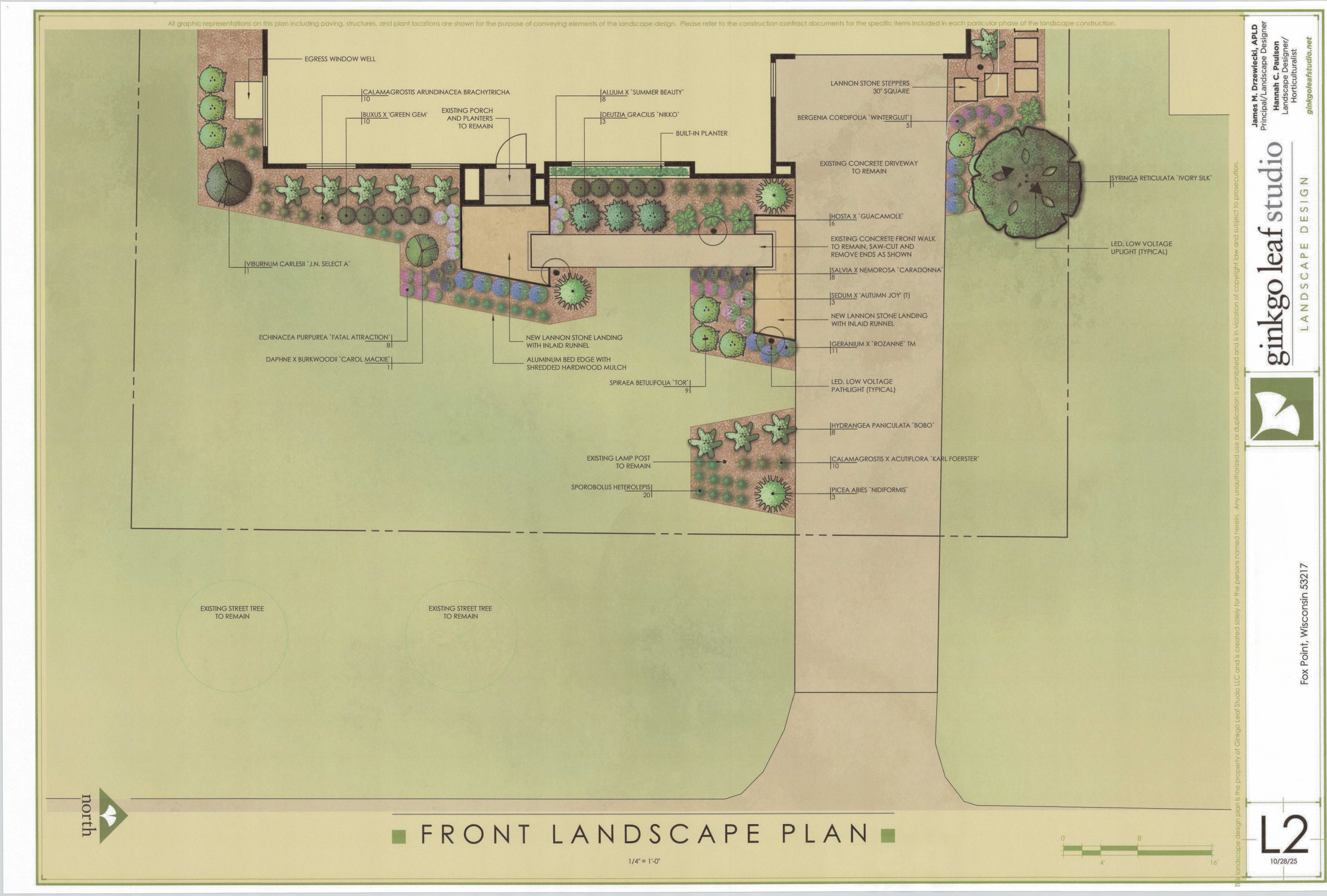 Mid-Century Ranch Front Yard and walkway Landscape Plan - Fox Point, WI