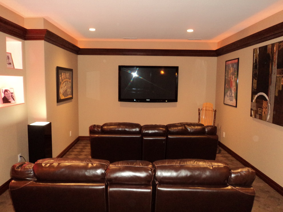 Mountain style home theater photo in Cedar Rapids