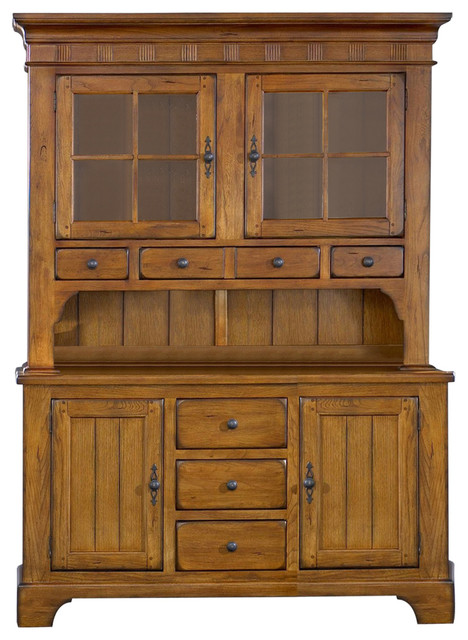 Liberty Furniture Treasures Hutch And Buffet Rustic Oak Traditional China Cabinets And Hutches By Massiano Houzz