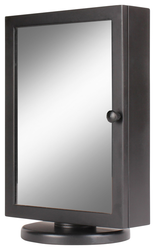 Kate and Laurel Justine Jewelry Armoire with Mirror Door and French Memo, Black
