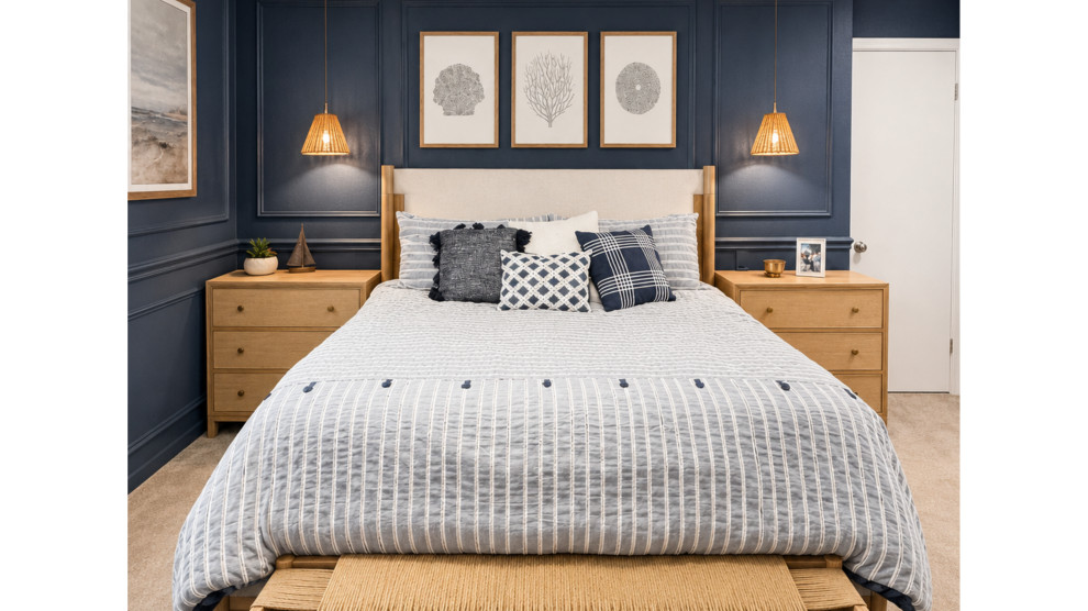 Nautical Lakehouse Master Bedroom