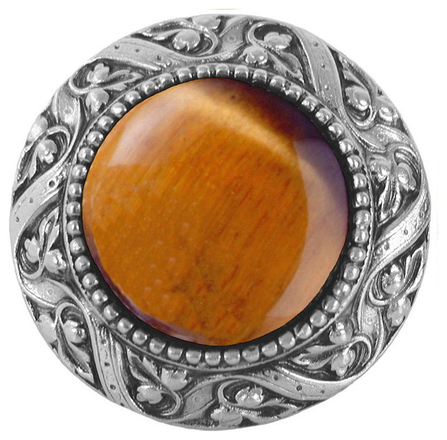 Victorian Knob, Antique-Style Pewter With Tiger Eye