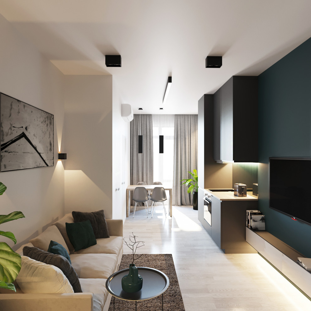 Дизайн проект квартиры 34 м2 в стиле "Минимализм"