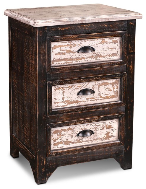 Landon 2 Tone 3 Drawer Curio Cabinet End Table Farmhouse Side Landon 2 Tone 3 Drawer Curio Cabinet