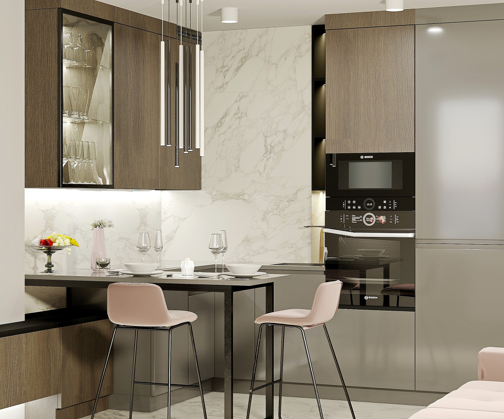 Модернизм. Кухня-гостиная 14,2 м2