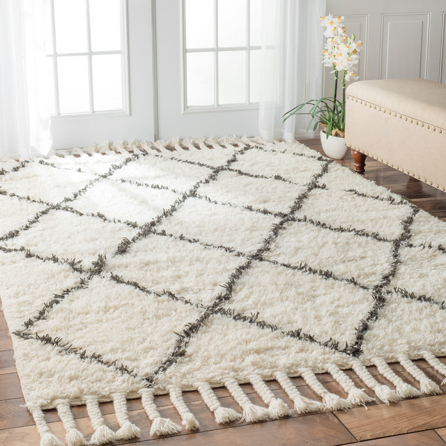 Nuloom Hand Knotted Diamond Wool Area Rug Contemporary Hall Junius Runner Rug Off White And Gray 2 8 X10