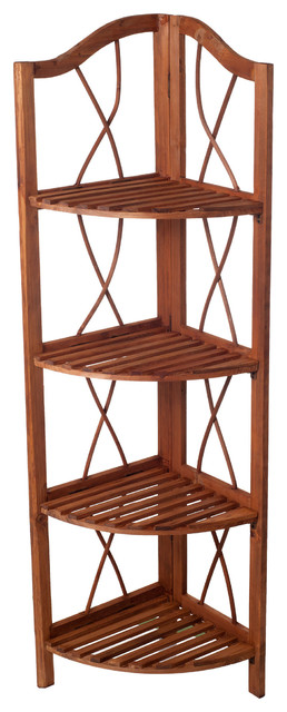 4-Tier Wood Folding Corner Display Shelf by Lavish Home