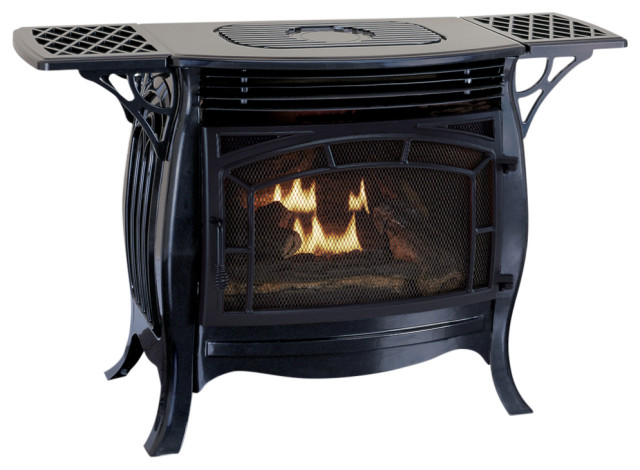 Duluth Forge Dual Fuel Ventless Gas Stove, 26,000 BTU, Remote, Gloss Black