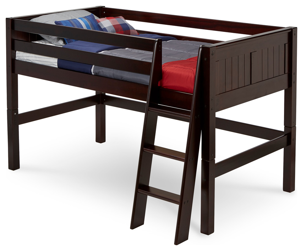 Camaflexi Twin, Low Loft Bed, Panel Headboard Transitional Loft