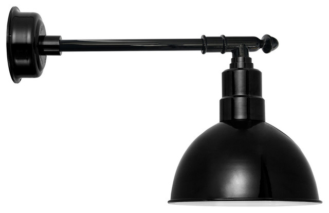 Blackspot LED Barn Light With Victorian Arm, Black, 10"