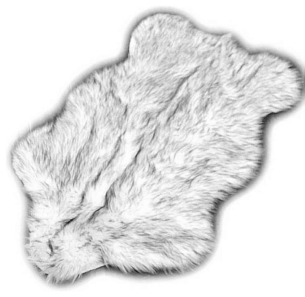 36 x 58"  Black Tip Wolf Shaggy Fur Rugs Bearskin Home Accents Rug Decor 
