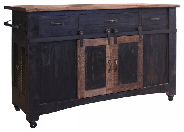 Greenview Kitchen Island Distressed, Rustic Kitchen Island On Casters