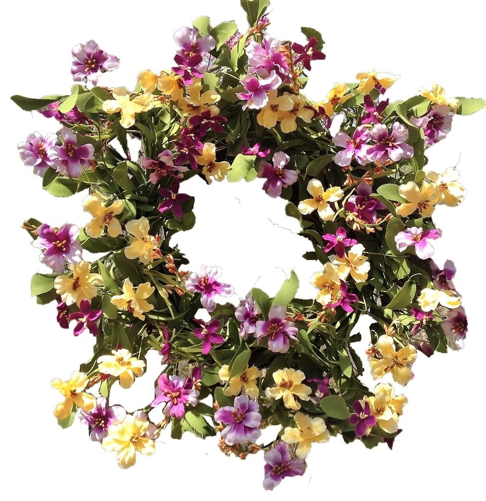 Fresh Picked Pansy Wreath 24" Contemporary Wreaths And Garlands