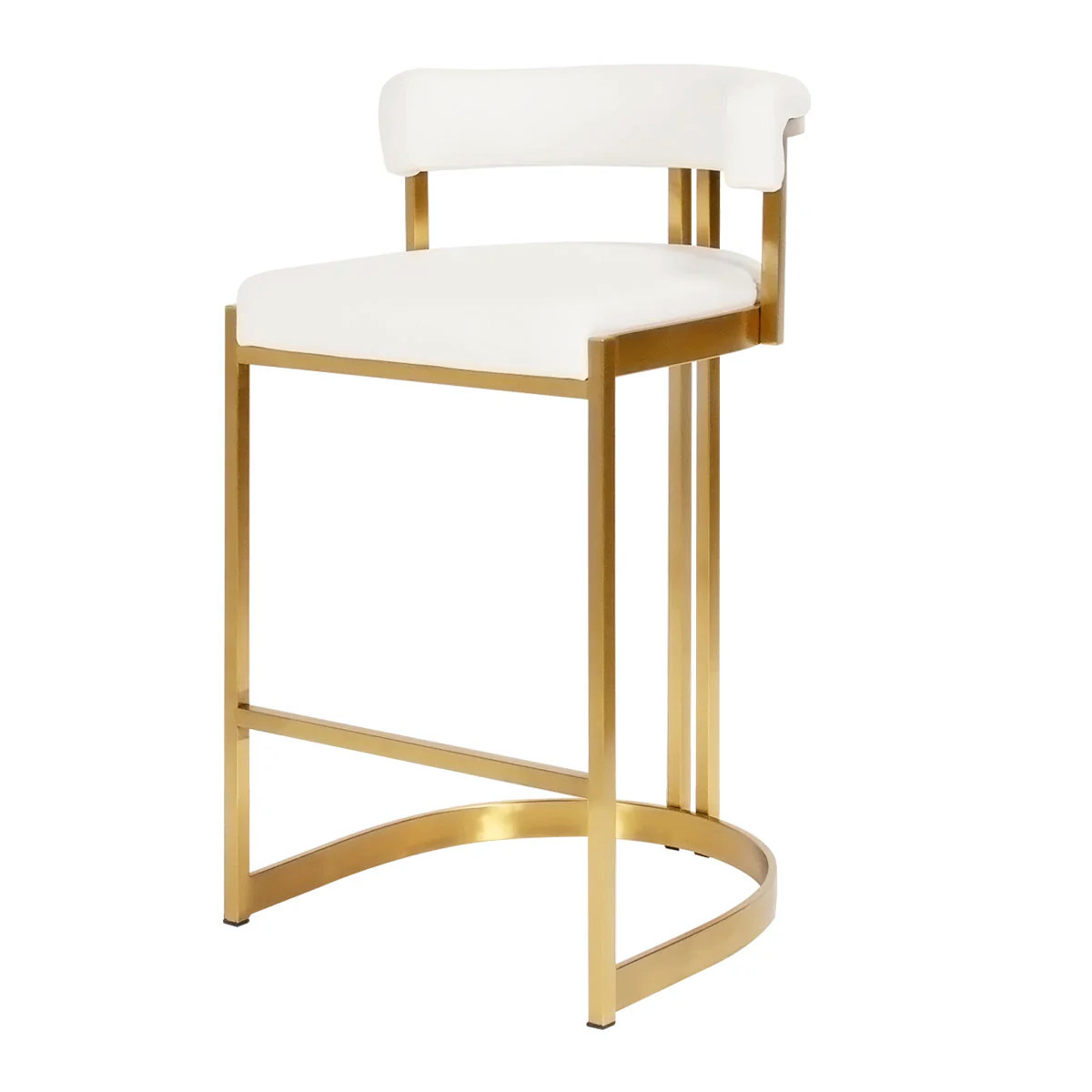 Balantine Counter Stool White Leather/Brass (Set of 4)