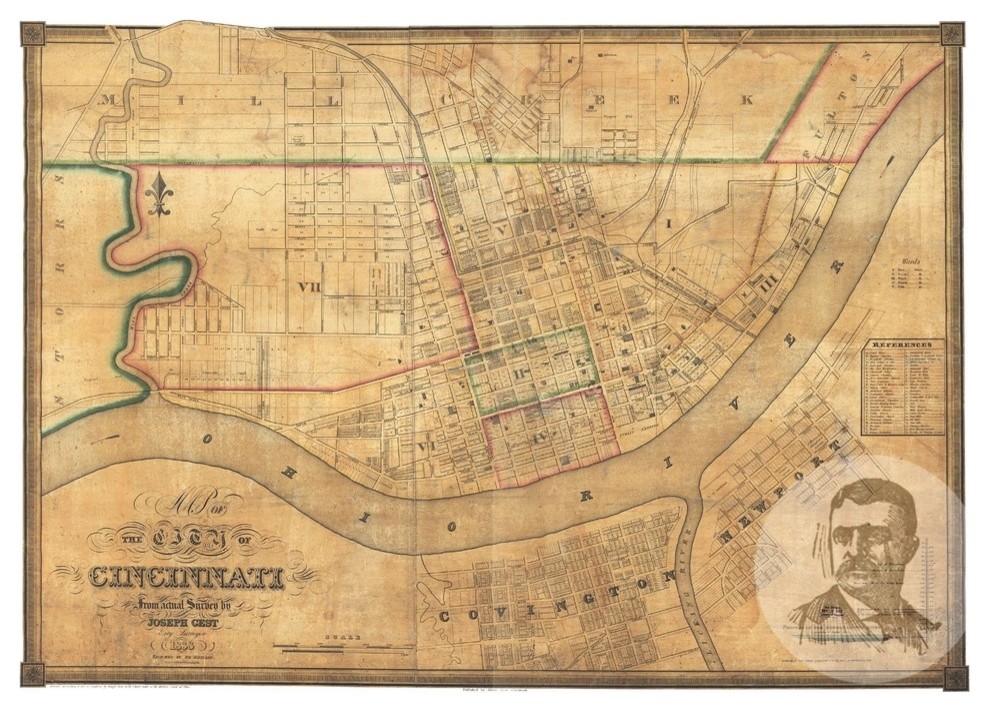 Old Maps Of Cincinnati Old Map Of Cincinnati Ohio 1838, Vintage Map Art Print - Contemporary -  Prints And Posters - By Ted's Vintage Art | Houzz