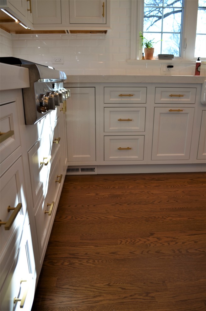 Example of a transitional home design design in Chicago