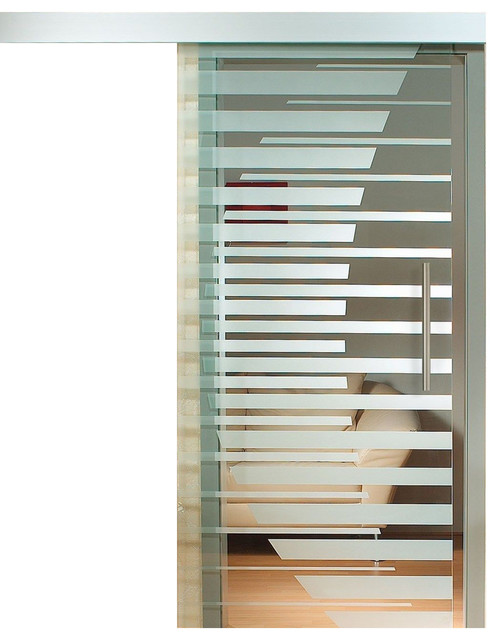Sliding Glass Barn Door And Partialliy Transparent And Frosted