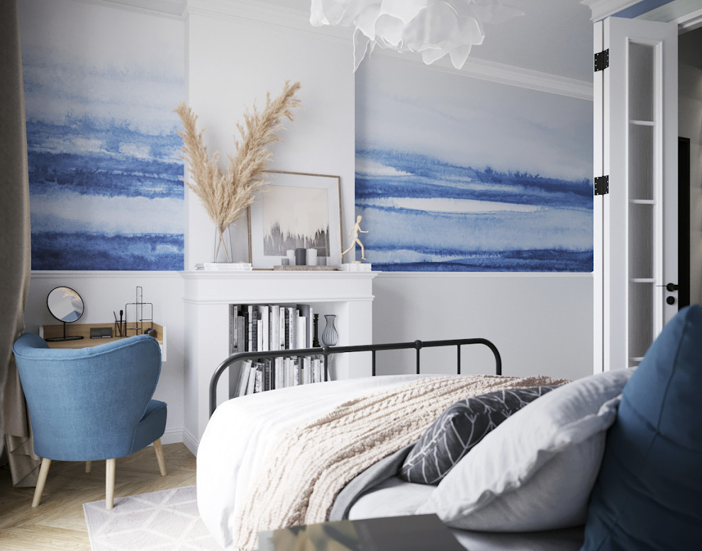 Спальня в голубых тонах