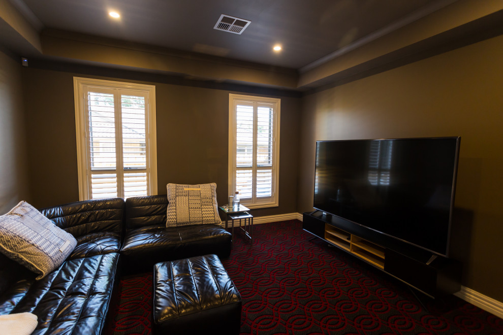 Contemporary home theatre in Melbourne.