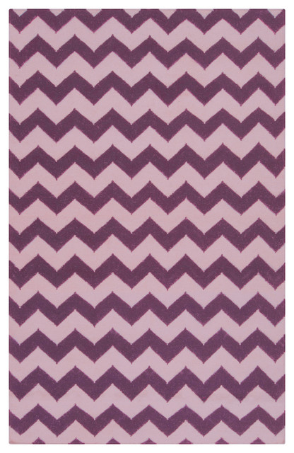 Frontier Zigzag Pattern Rectangular Rug Light Orchid and Berry
