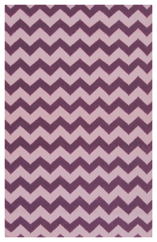 Frontier Zigzag Pattern Rectangular Rug Light Orchid and Berry