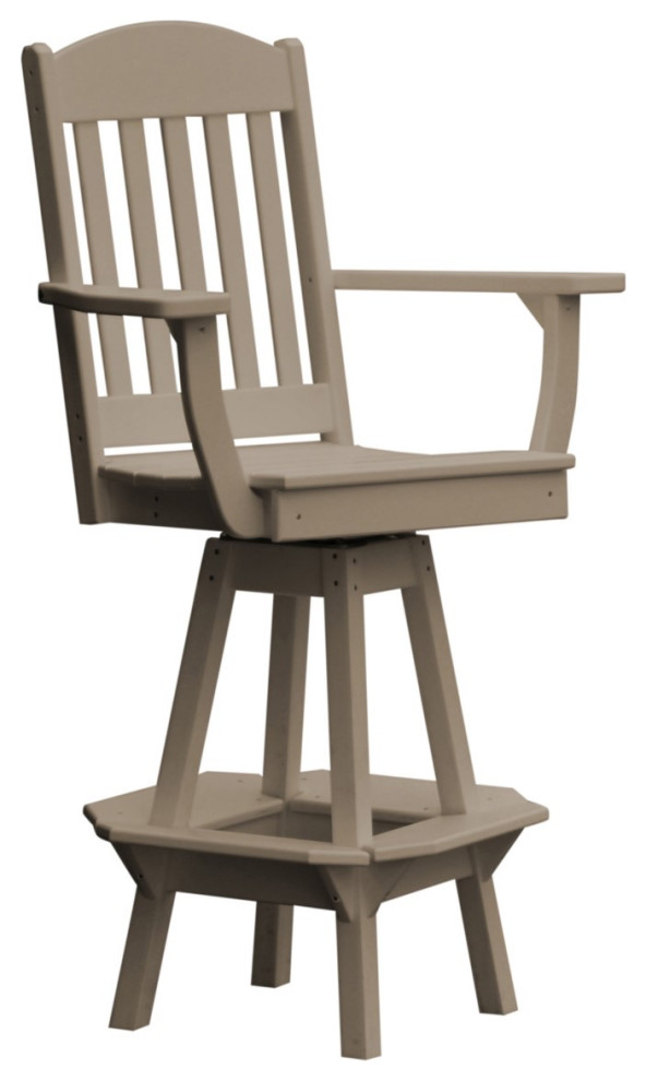 Poly Lumber Classic Swivel Bar Chair with Arms Transitional Outdoor