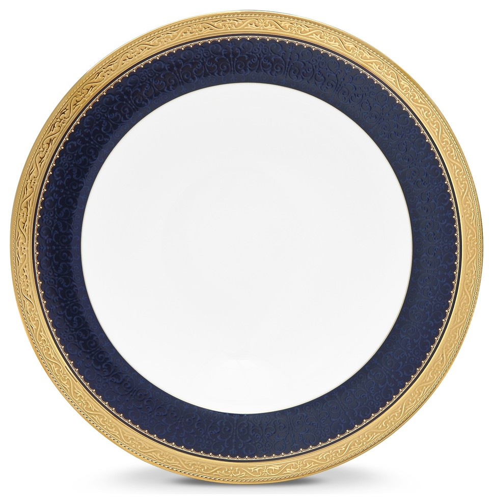 Noritake Odessa Cobalt Gold Soup Bowls, Set of 4 Traditional Dining Bowls by Unique Gifts